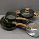 Kitchen Academy Induction Cookware Sets - 12 Piece Green Cooking Pan Set, Granite Nonstick Pots and Pans Set