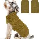 KYEESE Dog Sweater with Leash Hole for Small Dogs Male Warm Pullover with Reflective Thread Soft Knitwear Boy Dog Clothes Cozy Lightweight Thick Sweater Pet Indoor Outdoor Wear,Brown,X-Small