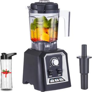 Biolomix Professional Blender, 2200W 3 Automatic Program Blender For Kitchen,2L capacity with 600ML Portable Bottle,Smoothie Blender for Smoothie, Soup,Baby food,Grain grindingBlack (T5800)