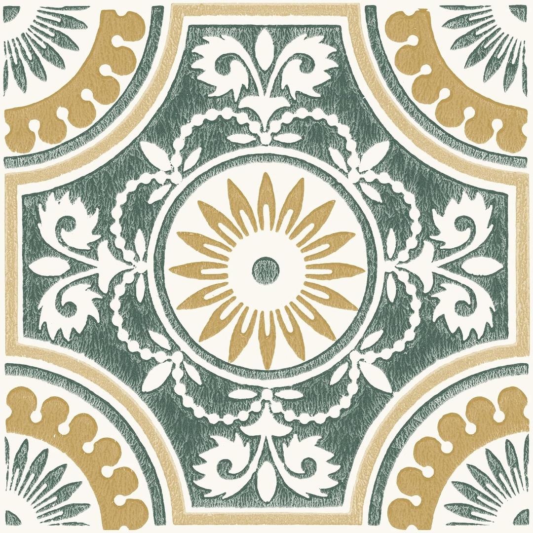 FloorPops 12-in by 12-in Yellow Ezra Vinyl Peel & Stick Floor Tiles (10 Tiles), (10 sq.ft./Carton) (Green)