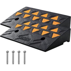 VEVOR Rubber Curb Ramp 2 Pack, 4.3" Rise Height Heavy-Duty 33069 lbs/15 T Capacity Threshold Ramps, Driveway Ramps with Stable Grid Structure for Cars, Wheelchairs, Bikes, Motorcycles