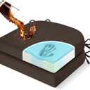 downluxe Chair Cushions for Dining Chairs, Memory Foam Linen Kitchen Chair Pads with Ties, Waterproof, Stain-Resistant and Washable Cover, 17" x 16" x 2.5", Brown, 2 Pack