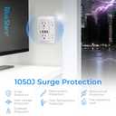 Surge Protector Outlet Extender, 6 Outlets & 4 USB Ports with Fast Charging Type C PD 20W, Night Light, 3-Sided Power Strip, Multi Plug Wall Charger for Home, Office, Travel, Cruise Ship
