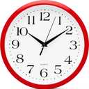 Bernhard Products Red Wall Clock Silent Non Ticking - 12 Inch Quality Quartz Battery Operated Round Easy to Read