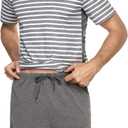 Marvmys Men's Short Sleeve Pajama Set Summer Pj Short Set 2 Pcs Loungewear Sleepwear with Pockets (Gray, XL)