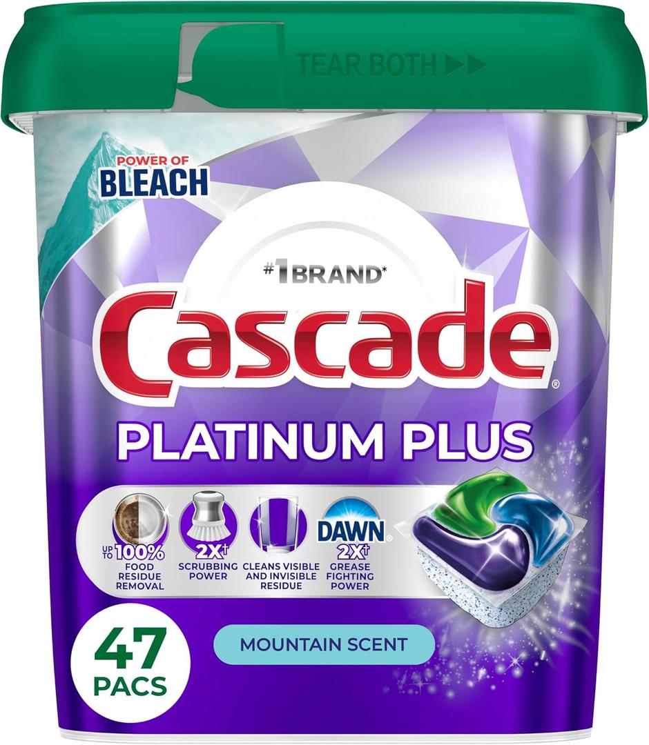 Cascade Platinum Plus Dishwasher Pods, Dishwasher Detergent, Dish Detergent Soap, Mountain