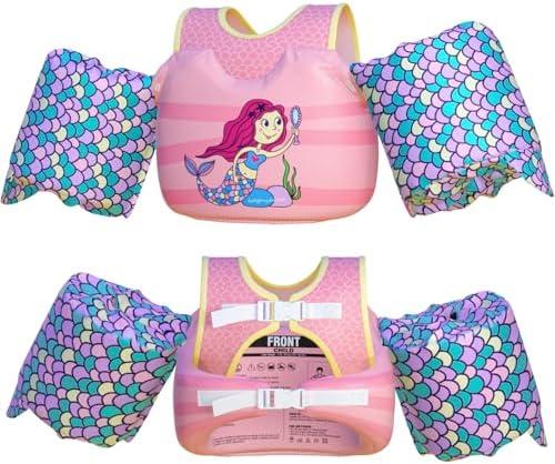 Dark Lightning USCG Coast Guard Approved Toddler Swim Vest for Age 2/3/4/5/6/7 Years Old, Kids Life Jackets with Arm Floaties 30-50 Pounds,Baby Water Wings in Sea/Pool/Puddle