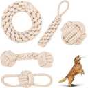 Rope Toys for Small and Medium Dogs, Chew Toys for Aggressive Chewers, Handwoven Cotton & Hemp Chew Toys with Knot and Ball, Interactive Toys for Tug of War, Training, Gum Massaging (5Pcs, Hemp Toys)