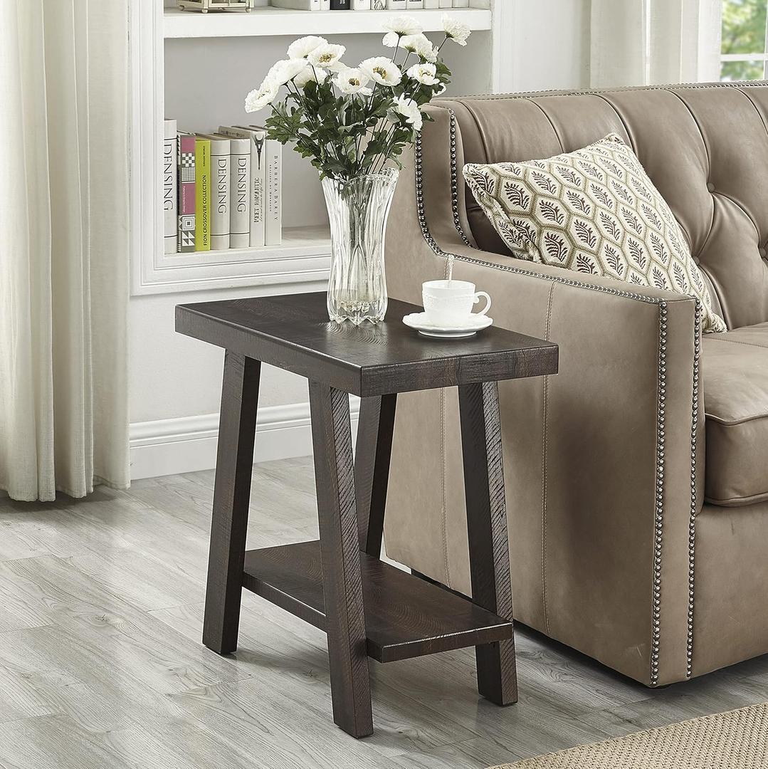 Roundhill Furniture Athens Contemporary Wood Shelf Side Table, Weathered Espresso