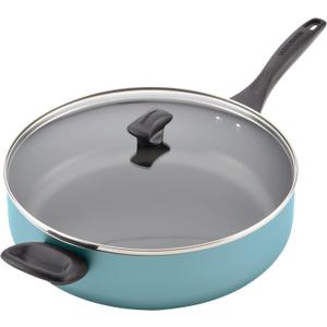 Farberware Dishwasher Safe Nonstick Jumbo Cooker/Saute Pan with Helper Handle -Aluminum, 6 Quart, Blue