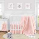 Sweet Jojo Designs 4-Piece Baby Crib Bedding Set (Blush Pink Floral Rose) for Girls, Infants/Nursery incl. Blanket, Fitted Sheet, Skirt, Diaper Stacker (Elegant, Princess, Luxury, Glam, Ruffle Roses)