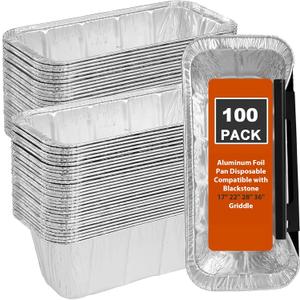 100 Pack Grease Cup Liners Compatible with Blackstone Griddle 5017 - Griddle Accessories, Disposable Grill Grease Tray, Aluminum Foil Drip Pan Grease Catcher Cup Liner for 17, 22, 28, 36 Inch