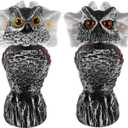 Hausse 2 Pack Fake Owl Decoy Bird Scarecrow Sculpture, 11.2 inch Wagging Head Plastic Owl Scare Birds Away, Owls Statue Nature Enemy Horned Pest Repellent for Outdoor Garden Yard
