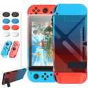 FYOUNG Switch Protective Case and Screen Protector Set, Dockable Cover Hard Shell for Switch Console Accessories, Travel-Friendly(Blue&Red, for Switch 1 6.3 inch)