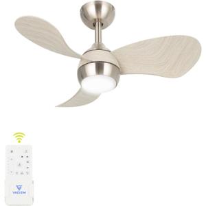 Ceiling Fan with Light for Bedroom: 30 Inch Small Quiet Ceiling Fan with Remote Control - 6 Speeds and 3CCT - DC Motor Reversible - Indoor Outdoor Use - 3 Blades Gray