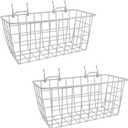 G.CORE 2 Pack Pegboard Baskets, Metal Shelves Hooks to 1/8" 1/4" Peg Boards, Peg Board Baskets Bins Set - Organize Tools Workbench Accessories Garage Storage Wall Mount Organizer Attachments (Medium)