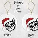 HTDesigns Santa Cat Holiday Ornament - Christmas Cat Ornament - Cat Lover Christmas Ornament Printed on Both Sides