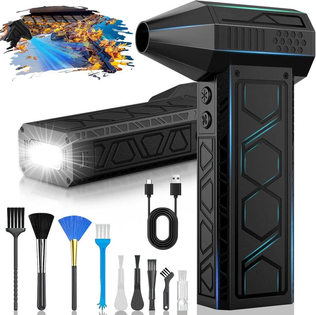 Electric Air Duster with Flashlight,180000RPM Compressed Air Duster Turbo Fan(10000mAh),Multipurpose Jet Fan, High-Speed Air Blower with 4 Gear,Electric Air Blower Duster with Assist Lighting BL01