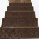 Indoor and Outdoor Carpet Stair Treads - 32" x 8" Non-Slip Stair Treads Carpet for Wooden Steps - Rubber Stair Tread Mats - Stair Rugs Anti Slip for Kids Elders and Dogs Brown Set of 14
