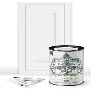 ALL-IN-ONE Paint by Heirloom Traditions, Cashmere (True White), Quart - Durable cabinet and furniture paint. Built in primer and top coat, no sanding needed. Includes our 30 featured color card.