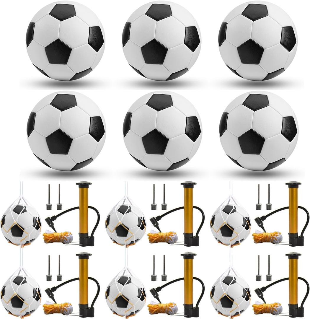 6 Pcs Operation Christmas Soccer Ball Bulk with Pump Needles,Size 5/4/3 Sport Soccer Ball Training Ball for Adult Soccer for Christian Charity Donation Supplies (Classic)