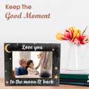 Photo Frame Suitable For 4 x 6 Photo - Picture Frame With A Support Behind - Vintage Love You To The Moon & Back Wooden Frame - Party Home Office Tabletop Shelf Display Decorations - A15