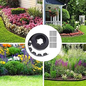 60 FT Garden Edging Kits with 60 Spikes, 2 inch High Heavy-Duty Plastic Garden Edging Border for Landscaping, Flower Gardens, Lawn (60FT, Black)
