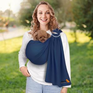 Dog Sling Carrier for Small Dogs,Carrying Wrap Anti-Anxiety Cat Sling,Adjustable Pet Sling (Light Blue) (Navy Blue)