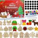 Craft Advent Calendar 2025-24 Days Christmas Countdown Calendar Wooden Art Crafts Painting Kit - DIY Wooden Magnets Christmas Ornament Kit - Christmas Party Favor Gifts for Adults