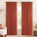 Back Tab Burnt Orange Blackout Curtains 84 Inch Length 2 Panels Set for Living Room Bedroom, Fall Terracotta Rod Pocket/Pinch Pleated Thermal Insulated Room Darkening Light Blocking Curtains