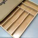 Bamboo Silverware Organizer, Bamboo Kitchen Drawer Cutlery Organizer, Utensil Holder, Flatware Organizer Tray (15.8"x11.7"x1.6")
