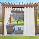 NICETOWN 2 Panels Outdoor Curtains for Patio Waterproof Extra Long, Rustproof Grommet Voile Sheer Lightweight Indoor Outdoor Quick & Easy to Dry for Pool/Yard, Ivory, 54" W by 120" L