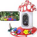 GHORA Smart Hummingbird Feeder with Camera - AI Identifies Bird Breed, 1080P Live Feed, Instant Notifications - Ant and Bee Proof, 3 Color Ports - Perfect for Hummingbird Feeding Outdoors