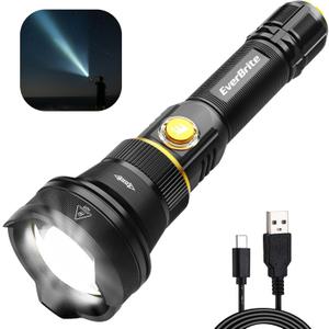EverBrite Rechargeable Flashlight, 1000 Lumens Zoomable LED Tactical Flashlight with 4 Modes & Memory Function, Including Safety Hammer & USB C Cable for Camping, Hiking, Home, and Emergencies