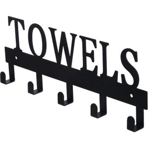 FairyCity Black Metal Towel Holder Wall Mounted Small Coat Racks with 5 Hooks Hanging Holder Towel Rack for Bedroom, Bathroom, Entryway, Dorm Hanging Bag,Coat,Key etc.