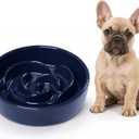 Slow Feeder Dog Bowls, Ceramic Slow Feeding Bowl for Small and Medium Breed, Anti Choking Puzzle Dog Food Bowl with Non-Slip Base for Fast Eater (Blue, S-0.6CUP)