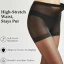 7 x PIOGOWE Sheer Tights for Women, 20D Legs, 40D Reinforced Top, Run-Resistant Knit, High-Stretch Waist, Reinforced Toes (Black, XL)