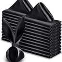VACVELT 50 Pack Black Satin Napkins 17x17 Inch Wedding Napkins Bulk, Decorative Elegant Dinner Napkins Square Table Napkins Decor, Silky Satin Cloth Napkins for Restaurant Banquet Graduation Party
