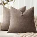 ANRODUO Pack of 2 Decorative Textured Throw Pillow Covers Soft Taupe Grey Euro Accent Solid Chenille Cushion Cover Cozy Farmhouse Pillow Case for Couch Sofa Bedroom Living Room Home Decor 26x26 Inch
