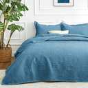 Love's cabin Quilts for Queen Bed Misty Blue Bedspreads Bedding Set - Lightweight Bedspread Comforter - Coin Pattern Bedding Coverlet for All Season - 3 Pieces (1 Quilt, 2 Pillow Shams) (Full/Queen (90"x96"))