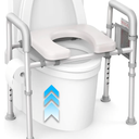 Agrish Raised Toilet Seat with Handles - FSA/HSA Eligible Cozy Padded Elevated Medical Toilet Seat Risers for Seniors, 350lb Adjustable Handicap Toilet Riser - Gray