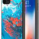 CARLOCA Compatible with iPhone 12 Mini Case,Blue Orange Marble for Girls,Graphic Design Shockproof Anti-Scratch Case for iPhone 12 Mini