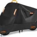 Motorcycle Cover Waterproof Outdoor for Touring Cruiser, Fits up to 108" Honda VTX 1300 Shadow Goldwing Street Glide Road King Sportster Kawasaki Vulcan Yamaha Royal Star (4XL: 108"x 37"x 55") (Black)