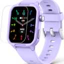 Smart Watch for Kids No Phone Needed, Tempered Glass Fitness Tracker Watch Boy Girl Teens with 19 Sport Modes, Pedometer, Sleep Monitor, Kids Watch Birthday Gifts Toy Gift for Girls Boys 6-16 (Purple)