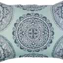 Amazon Basics 10-Piece Bed-in-a-Bag Comforter Set, Soft, Lightweight Microfiber, Full/Queen, Sea Foam Medallion