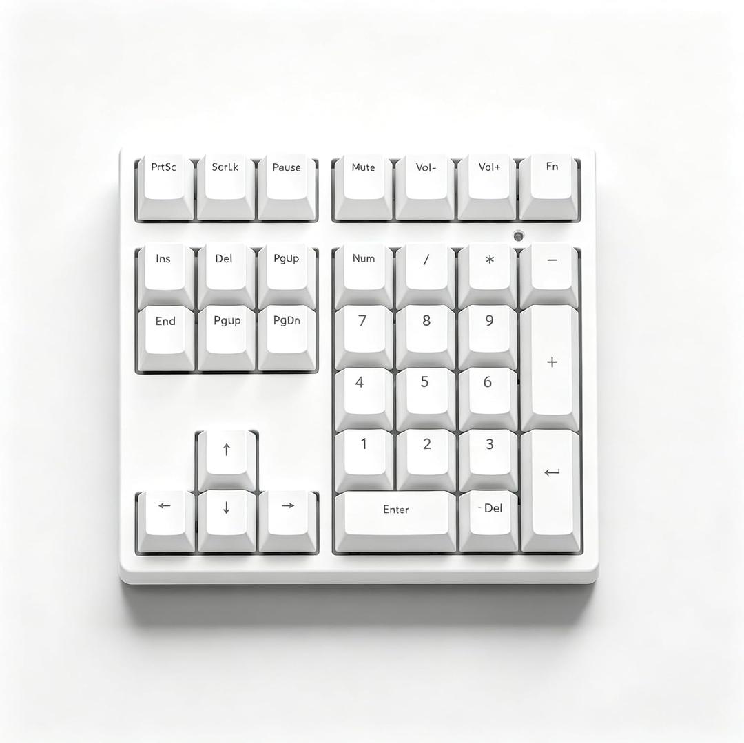 Gurjot White Portable Mechanical Numeric Keypad, USB Wired 34‑Key Number Pad, RGB Backlit Anti‑Ghosting Mechanical Keypad for Laptop Desktop PC, Excel Accounting Data Entry