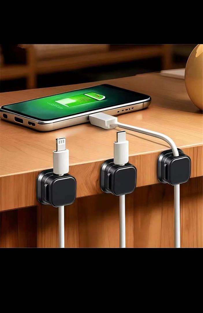 5 x Magnetic Cord Organizer, 4 Pack Cable Clips for Desk & Nightstand - Adhesive Cord Holder for Charging Cables, USB & Phone Charger Cord Management for Home, Office, Car - No Residue