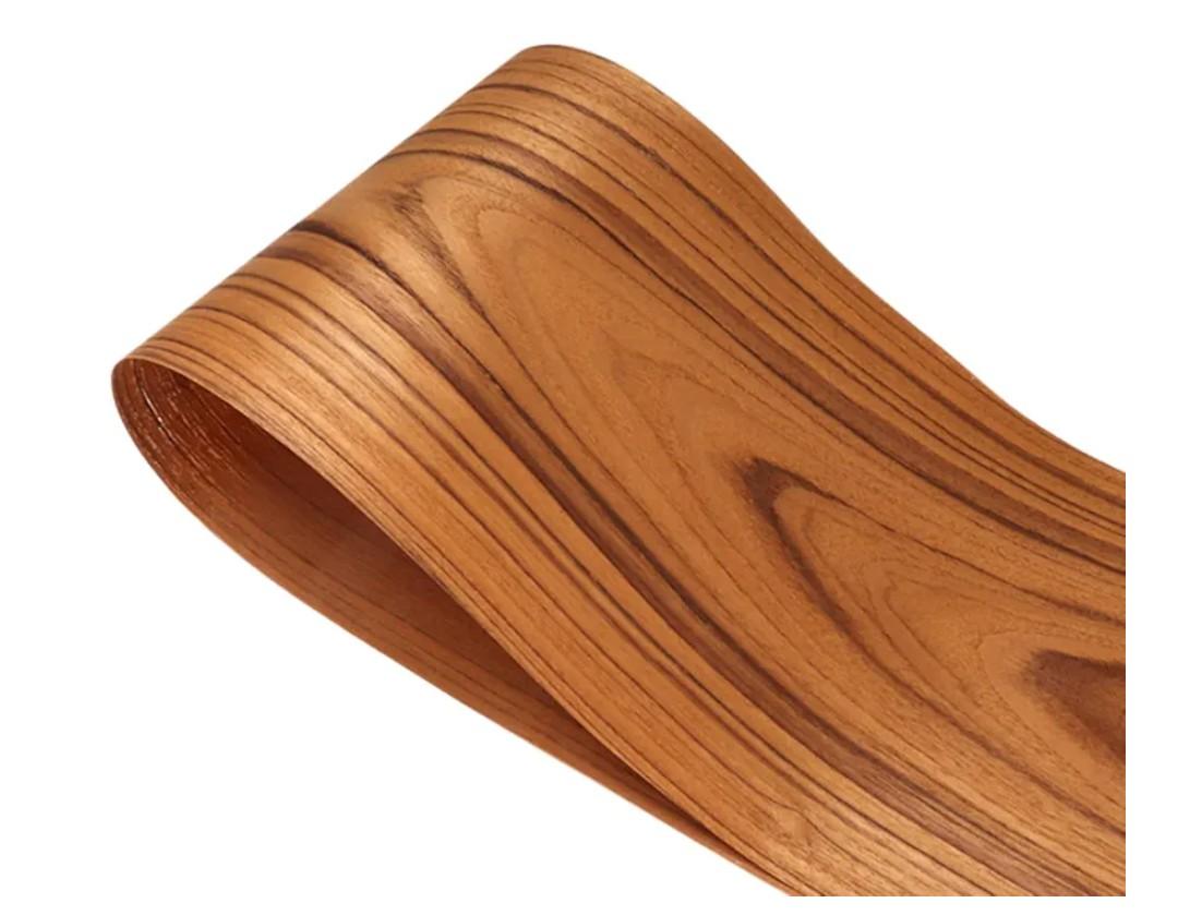Aibote Natural Patterned Thailand Teak Wood Veneer Sheet(22x255CM) Furniture Restoration Sheets for Showcase Cabinets Table Shelves Kitchen(Flat Cut