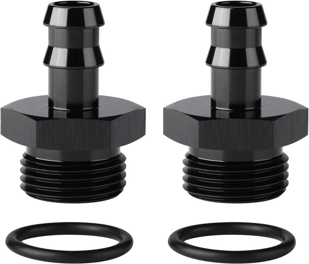 12AN -12 ORB Male to 1/2 Hose Barb Straight Fitting Adapter Aluminum Black 2PCS