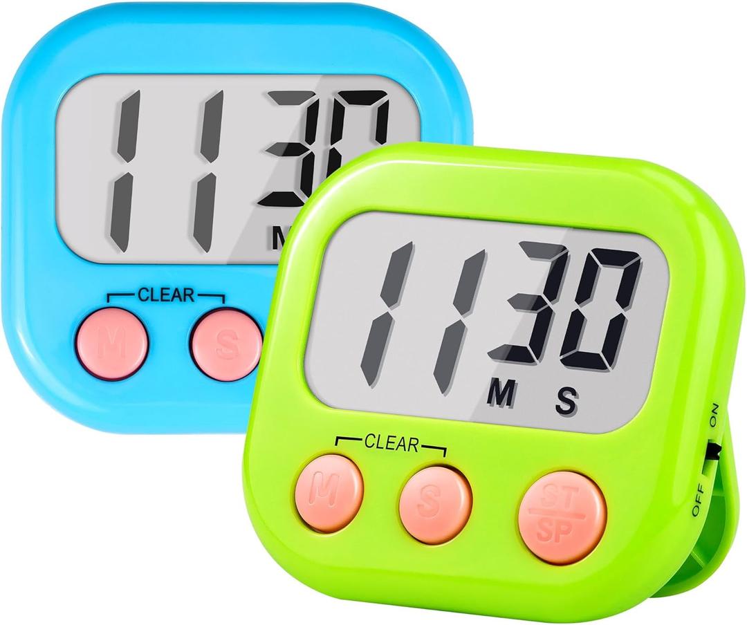 Timer for Kids Teachers Supplies Digital Kitchen Timers for Cooking Large Magnetic Classroom Timer 2Pack-Blue Green